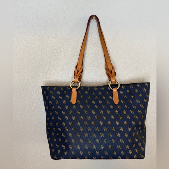 Dooney & Bourke Blue and Brown Signature Large Tote - Picture 2 of 14